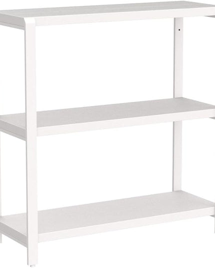 3-tier Bookshelf and Bookcase, Rustic Wood and Metal Book Shelves, Industrial Shelving Unit for Living Room Bedroom, White Oak - LeafyLoom