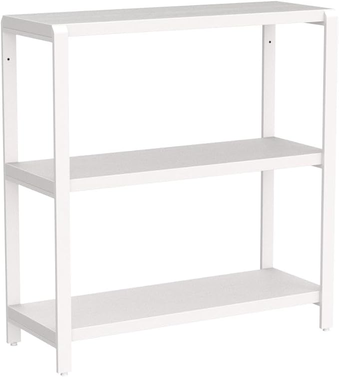 3-tier Bookshelf and Bookcase, Rustic Wood and Metal Book Shelves, Industrial Shelving Unit for Living Room Bedroom, White Oak - LeafyLoom