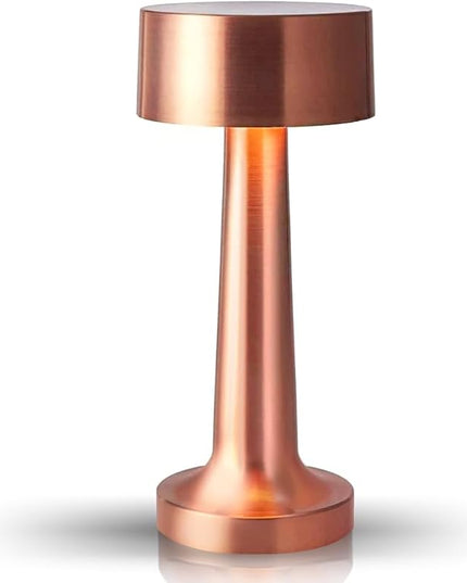 Portable LED Table Lamp, 3-Levels Brightness Metal Desk Lamp, 3 Color Touch Control Rechargeable Lamp, Night Light, Bedside Lamp,Dining Room Lamp,Gifts for Friends (Rose Gold) - LeafyLoom