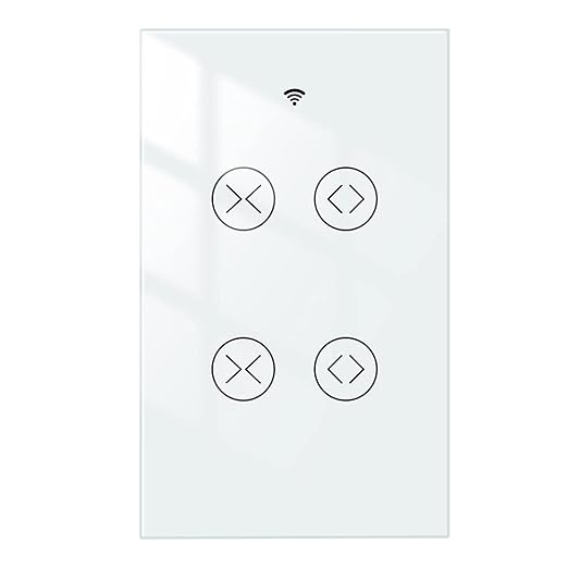 MOES Smart WiFi RF 2 Gang Double Curtain Blind Touch Switch for Roller Shutter Electric Motor Tuya Smart Life App, Voice Control with Google Home Alexa Voice Control, White MOES