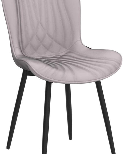YOUTASTE Grey Dining Chairs Set of 2 Faux Leather Upholstered Kitchen Dining Room Chairs Mid Century Modern Metal Legs Chairs High Back for Kitchen Restaurant Living Room Bedrooms - LeafyLoom