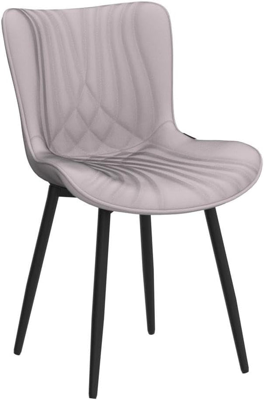 YOUTASTE Grey Dining Chairs Set of 2 Faux Leather Upholstered Kitchen Dining Room Chairs Mid Century Modern Metal Legs Chairs High Back for Kitchen Restaurant Living Room Bedrooms - LeafyLoom