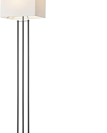 Globe Electric 67522 Ricci 62" Floor Lamp, Matte Black, White Fabric Shade, On Off Switch on Socket - LeafyLoom