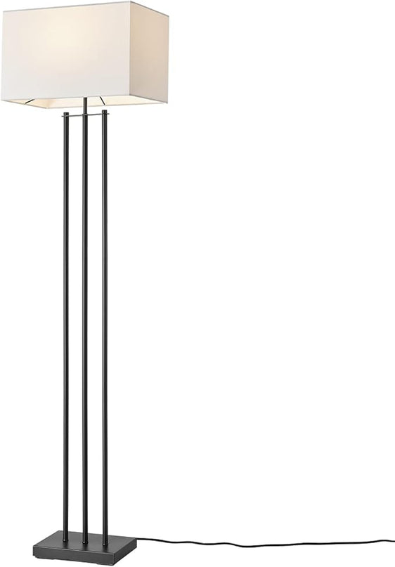 Globe Electric 67522 Ricci 62" Floor Lamp, Matte Black, White Fabric Shade, On Off Switch on Socket - LeafyLoom