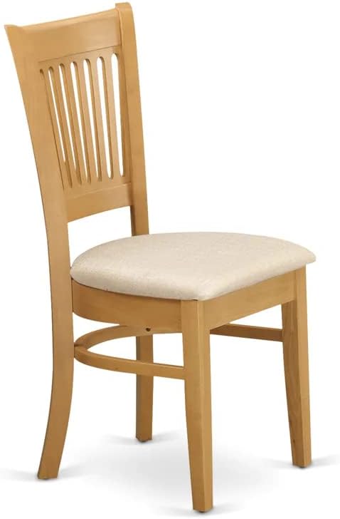 East West Furniture Vancouver Dining Linen Fabric Upholstered Wood Chairs, Set of 2, Oak - LeafyLoom