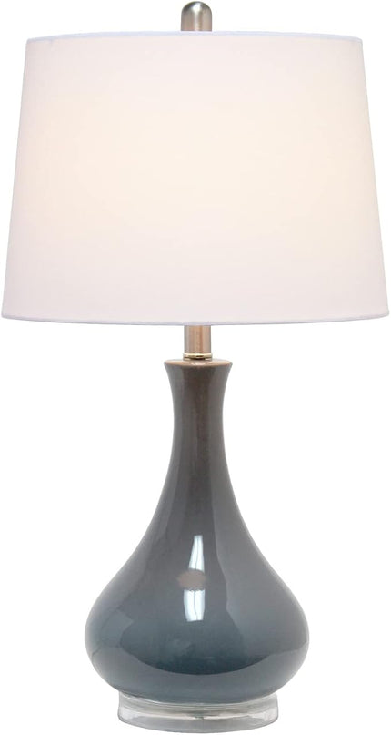 Elegant Designs LT3312-GRY Ceramic Genie Tear Drop Shaped Glossy Table Lamp, Gray - LeafyLoom