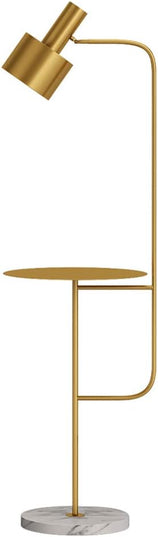 Hsyile Lighting KU300217 Contemporary Modern Creative Floor Lamp with a Table,Suitable for Living Room,Den,Office,Bedroom - E26 Bulb - Brushed Brass Finish - LeafyLoom