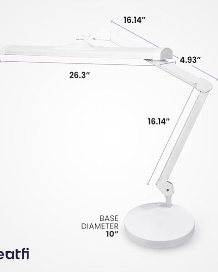 Neatfi 3,500 Lumens Ultra Task Lamp, 26 Inches Metal Lamp, Dimmable, 45W Super Bright LED Desk Lamp, 270 Pcs SMD LEDs (Non-CCT with Base, White) - LeafyLoom