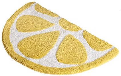 Baby Playtime Cozy Lemon Cute Fruits Half Round Shaped Bedroom Bathroom Doorway Kitchen Floor Rug Carpet Water Absorption Non-Slip mat for Kid's Room (Yellow, 40x60CM) - LeafyLoom