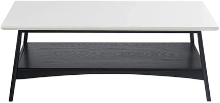 Madison Park Parker Table Modern Mid-Century Accent Living Room Furniture, 48" W x 24" D x 17" H, Off-White/Black - LeafyLoom