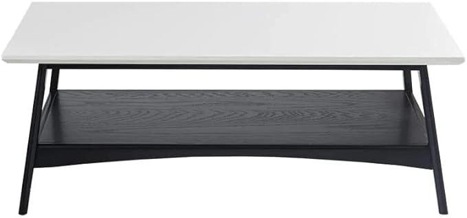 Madison Park Parker Table Modern Mid-Century Accent Living Room Furniture, 48" W x 24" D x 17" H, Off-White/Black - LeafyLoom