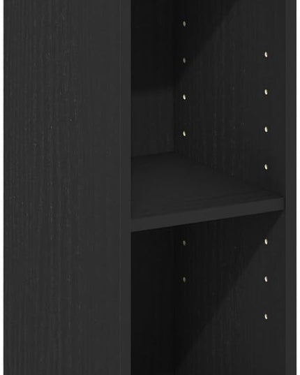 Furinno Fulda 2-Tier Space Saving Storage Shelf Bookcase, 8-Inch Width, Blackwood - LeafyLoom
