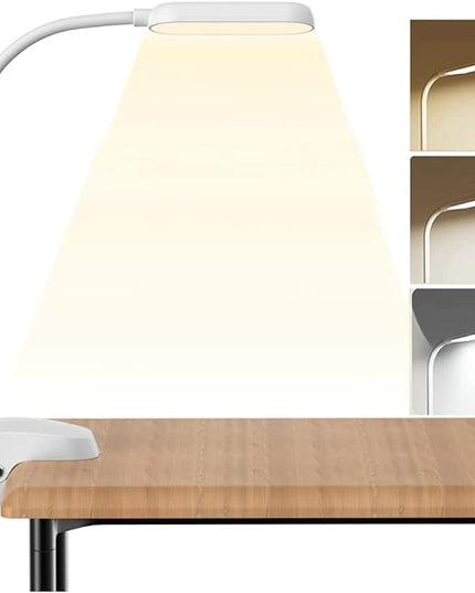 COLORLIFE Desk Lamp Clip On Light-7W 2600mAH Flexible Gooseneck Battery Operated Rechargeable Reading Lamp with Clamp & Stepless Brightness for Desk,Piano,Bed Headboard and Computers - LeafyLoom