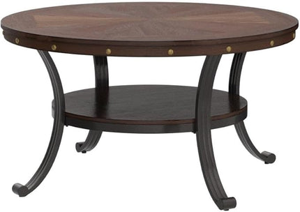 Powell Furniture Franklin Cocktail Table, Small, Multicolor,Brown/Black - LeafyLoom