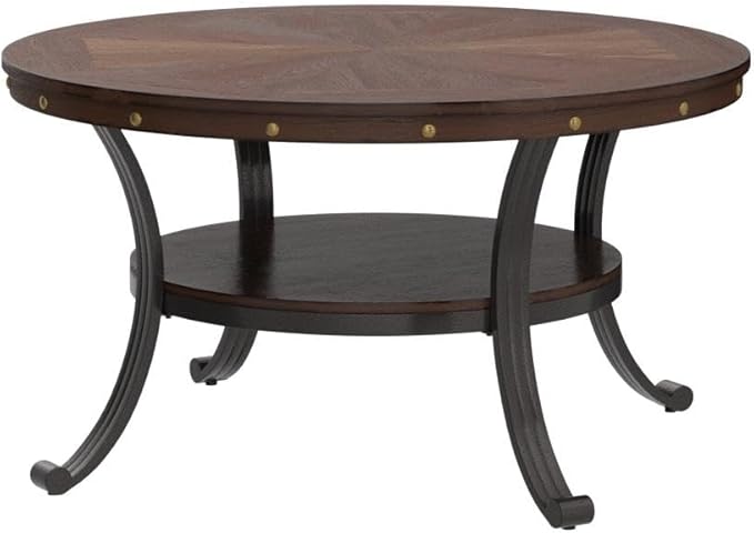 Powell Furniture Franklin Cocktail Table, Small, Multicolor,Brown/Black - LeafyLoom