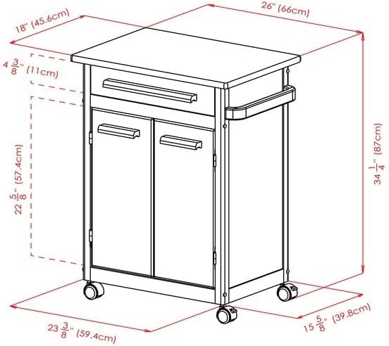 Winsome Wood Kitchen Cart, Natural, Single Drawer (82027) - LeafyLoom