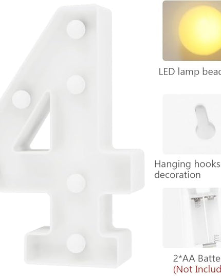 Marquee Number Light Up Number 4 Christmas Decorations Outdoor 40th Birthday Decorations Women 40th Birthday Decorations for Men Baby Shower Decorations for Girl Engagement Party Decorations for Woman - LeafyLoom