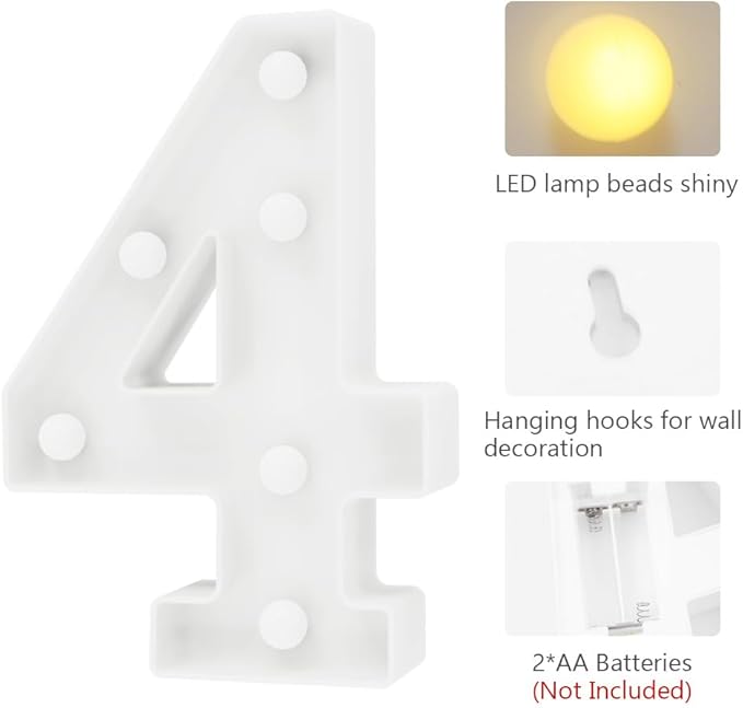 Marquee Number Light Up Number 4 Christmas Decorations Outdoor 40th Birthday Decorations Women 40th Birthday Decorations for Men Baby Shower Decorations for Girl Engagement Party Decorations for Woman - LeafyLoom