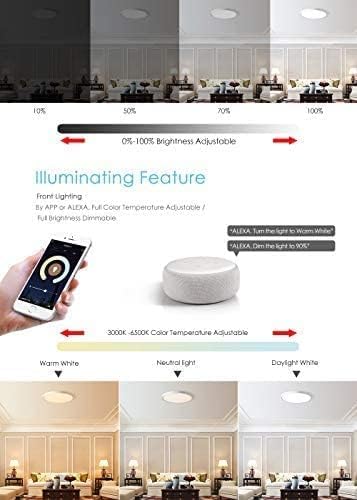 TALOYA 18 Inch Flush Mount Light Fixture Led,Compatible with Alexa Google Assistant Smart Life App,Sleek Round Ceiling Fixture,36+4W Main Light and RGB Night Light Adjustable,Enabled by 2.4G Wi-Fi Taloya