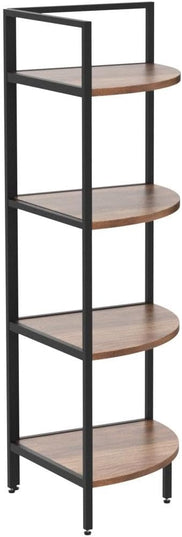 SAYGOER Corner Bookshelf 4 Tier Stand Storage Shelf Modern Black Bookcase Ladder Standing Shelves Display Rack Plant Stand for Small Spaces, Bedroom, Living Room,Walnut Oak - LeafyLoom