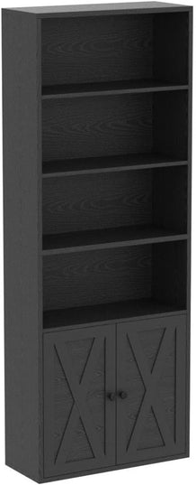IRONCK Industrial Bookshelves and Bookcases with Doors Floor Standing 6 Shelf Display Storage Shelves 70 in Tall Bookcase for Home Office, Living Room - LeafyLoom