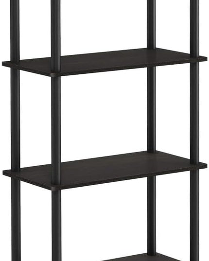 Furinno (99557EX/BK) Turn-N-Tube 4-Tier Multipurpose Shelf Display Rack - Espresso/Black - LeafyLoom