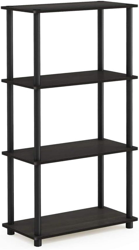 Furinno (99557EX/BK) Turn-N-Tube 4-Tier Multipurpose Shelf Display Rack - Espresso/Black - LeafyLoom