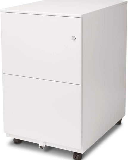 Aurora Modern Soho Design 2-Drawer Metal Mobile File Cabinet with Lock Key/Fully Assembled, White - LeafyLoom