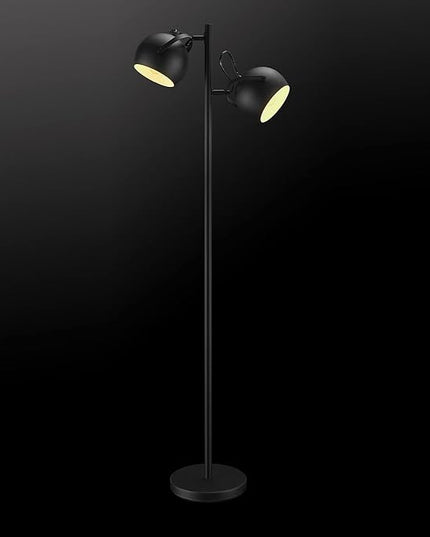 Globe Electric 67518 61" 2-Light Floor, Matte, Adjustable Lamp Heads, in-Line On Off Foot Switch, Miles (Black) - LeafyLoom