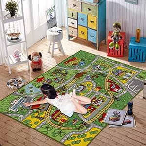 Jackson Car Mat for Kids Toy Cars,52"x 74" Train Rug Play Mat with Non-slip Backing, Kids Car Rug Play Mat for Playroom Large Car Rug Train Rug Play Mat for Children - LeafyLoom