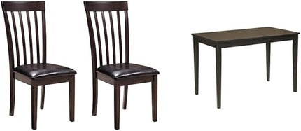 Signature Design Dining Room Chair and Table Set (Set of 2) + Rectangular Table, Dark Brown - LeafyLoom