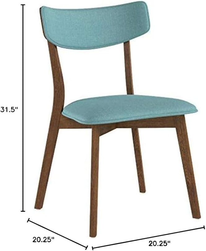 Christopher Knight Home Abrielle Mid-Century Modern Fabric Dining Chairs with Natural Walnut Finished Rubberwood Frame, 2-Pcs Set, Mint / Natural Walnut - LeafyLoom
