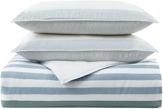 Nautica Comforter Set Cotton Reversible Bedding with Matching Shams, Stylish Home Decor, King, Blue - LeafyLoom