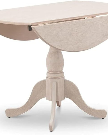 East West Furniture DMT-ABC-TP Dublin Kitchen Dining Table - a Round Wooden Table Top with Dropleaf & Pedestal Base, 42x42 Inch, Wirebrushed Buttercream - LeafyLoom