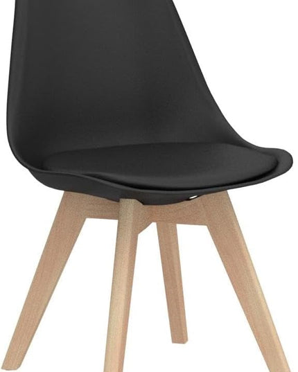 CangLong Side Chair Mid Century Modern Dining Chair with Wood Legs for Kitchen, Living,Dining Room, Set of 4, Black - LeafyLoom
