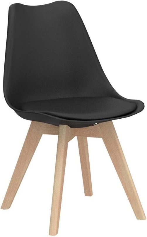 CangLong Side Chair Mid Century Modern Dining Chair with Wood Legs for Kitchen, Living,Dining Room, Set of 4, Black - LeafyLoom