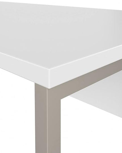 Bush Business Furniture Hybrid L Shaped Table Desk with Metal Legs, 60W x 30D, White - LeafyLoom