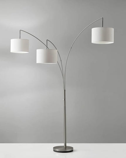 Adesso 4238-22 Trinity Arc Lamp, 74 in., 3 x 100W Incandescent/26W CFL, Brushed Steel Finish, 1 Floor Lamp - LeafyLoom