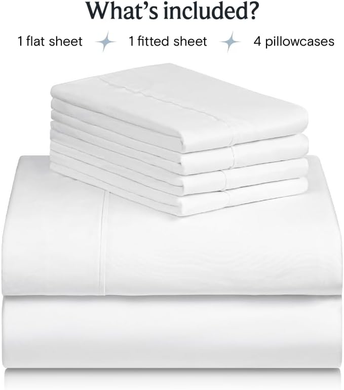 LuxClub 6 PC Full Size Sheet Set Bed Sheets Deep Pockets 18" Eco Friendly Wrinkle Free Cooling Bed Sheets Machine Washable Hotel Bedding Silky Soft - White Full - LeafyLoom