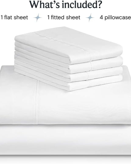 LuxClub 6 PC Queen Sheet Set, Breathable Luxury Bed Sheets, Deep Pockets 18" Eco Friendly Wrinkle Free Cooling Sheets Machine Washable Hotel Bedding Silky Soft - White Queen - LeafyLoom