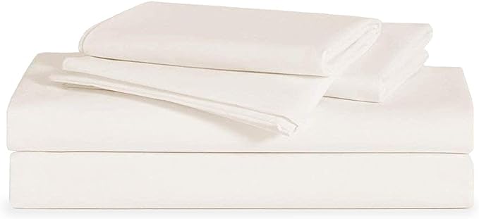 Brooklinen Luxury Sateen 4 Piece Sheet Set - 100% Cotton, Twin XL Size in Cream - 1 Fitted Sheet, 1 Flat Sheet, 2 Pillowcases | Best Luxury Sheets - LeafyLoom