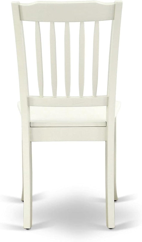 East West Furniture DAC-LWH-W Danbury Kitchen Dining Chairs - Slat Back Wooden Seat Chairs, Set of 2, Linen White - LeafyLoom