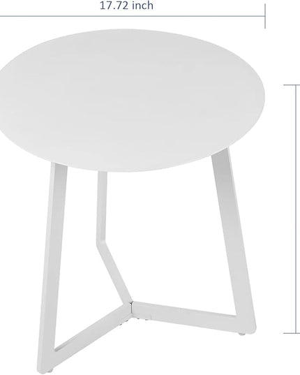 17.7 inch Round End Table, Modern Metal Side Table, Coffee Table for Living Room Sofa Small Coffee Table, Easy to Assemble (White) - LeafyLoom