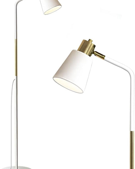 Floor Lamp, Industrial Floor Lamps for Living Rooms Rustic Farmhouse Reading Standing Floor Lamp Adjustable Metal Heads Indoor Task Lighting for Living Room Bedroom Office Home Décor (White) - LeafyLoom