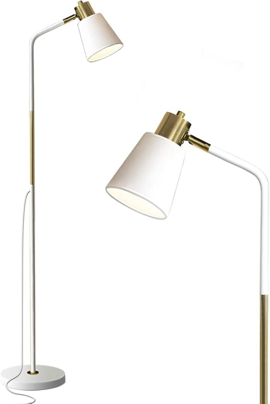 Floor Lamp, Industrial Floor Lamps for Living Rooms Rustic Farmhouse Reading Standing Floor Lamp Adjustable Metal Heads Indoor Task Lighting for Living Room Bedroom Office Home Décor (White) - LeafyLoom