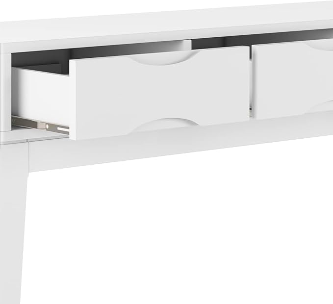 SIMPLIHOME Harper SOLID HARDWOOD 54 Inch Wide Mid Century Modern Console Sofa Table in White, For the Living Room, Entryway and Bedroom - LeafyLoom