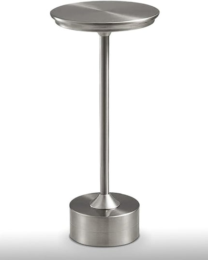 Cordless Metal Desk Lamp, Touch Sensor Control LED Table Lamp,3 Color Stepless Dimmable Battery Powered Lamp,Night Light for Kids Nursery,Bedroom/Desk/Cafe (Silver) - LeafyLoom