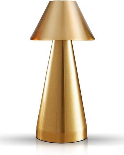 Portable Metal Desk Lamp, Cordless Metal LED Table Lamp,3 Color Touch Control Rechargeable Lamp,3-Levels Brightness Room Decor Desk Lamp,Bedside Lamp,Dining Room Lamp (Gold) - LeafyLoom