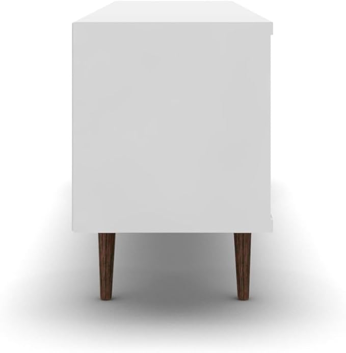 Manhattan Comfort Liberty Mid Century Modern TV Stand for Televisions up to 60 Inches, Bedroom and Living Room Entertainment Center with Storage, Shelves, and Cabinet, 63" Wide, White and Aqua Blue - LeafyLoom