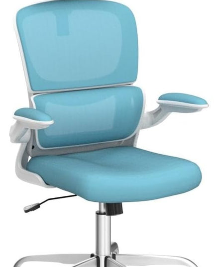 Ergonomic Office Chair, High Back Mesh Desk Chair with Lumbar Support and Adjustable Headrest, Computer Gaming Chair with Flip-up Armrests, Executive Swivel Chair for Home Office (Blue) - LeafyLoom